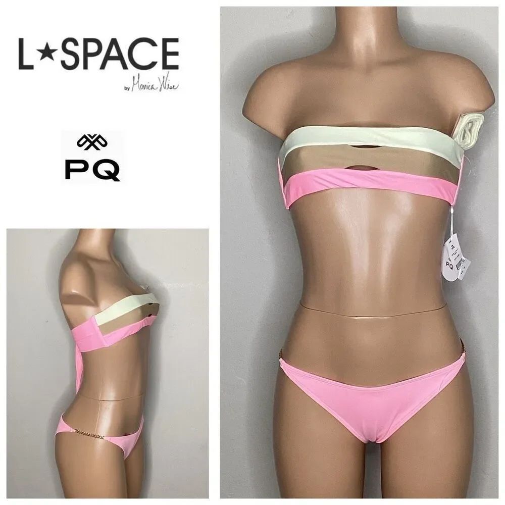 New. L*SPACE and PQ pink bikini S-top/M-bottom. Retails $172